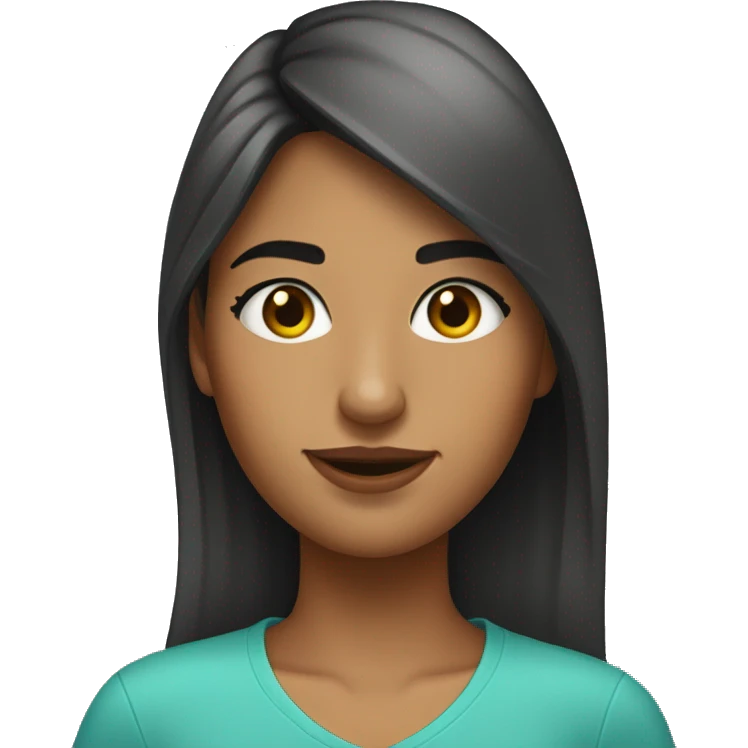 una chica morocha con una bincha emoji