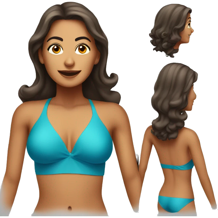 An attractive senior woman Latina colored with long hair and wearing a swimming bikini  emoji