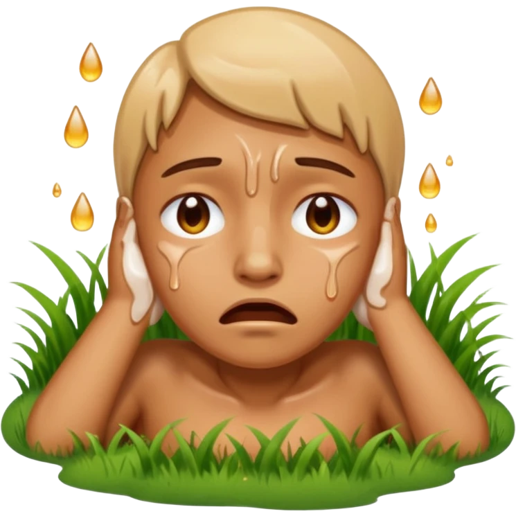 A person melting into the grass And crying  emoji