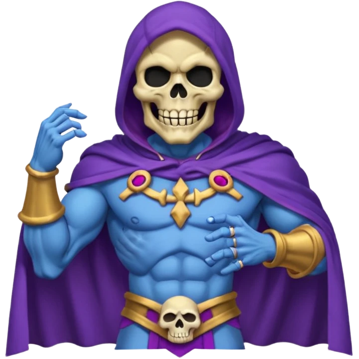 Skeletor, laughing expression, arms crossed, purple cape emoji