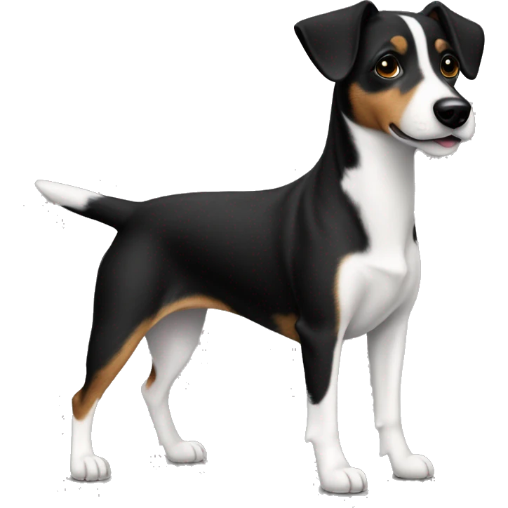 All Black dog Jack Russell Terrier full body emoji