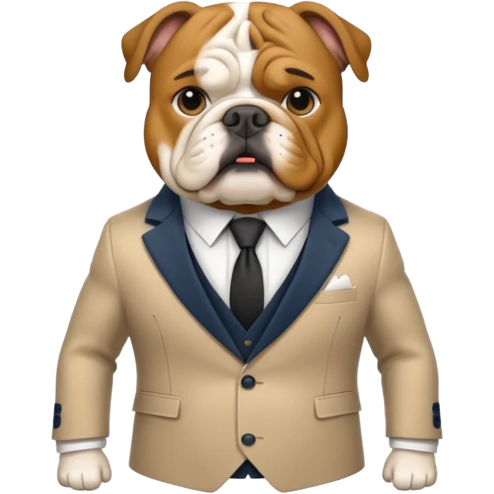 bulldog wearing a tailored English suit and tie emoji