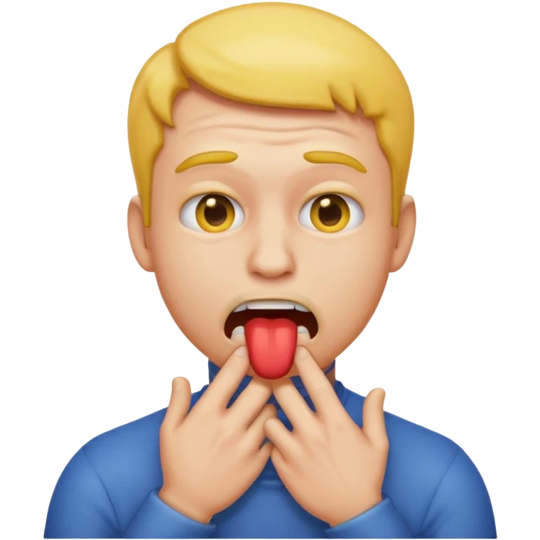 A guy choking himself as an emoji emoji