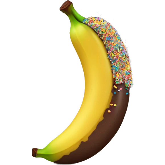 Chocolate banana with rainbow sprinkles emoji