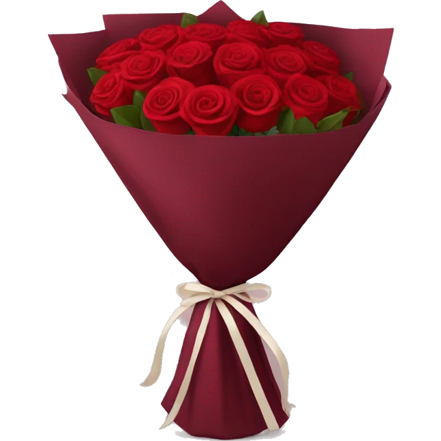 Bouquet of red roses in a burgundy package emoji