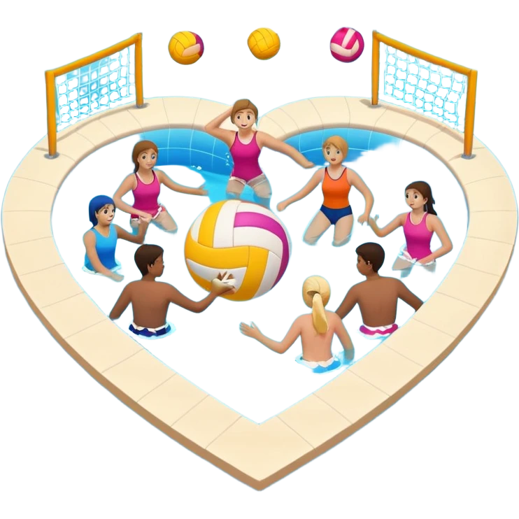 Natación  y voley en un corazón de color  emoji