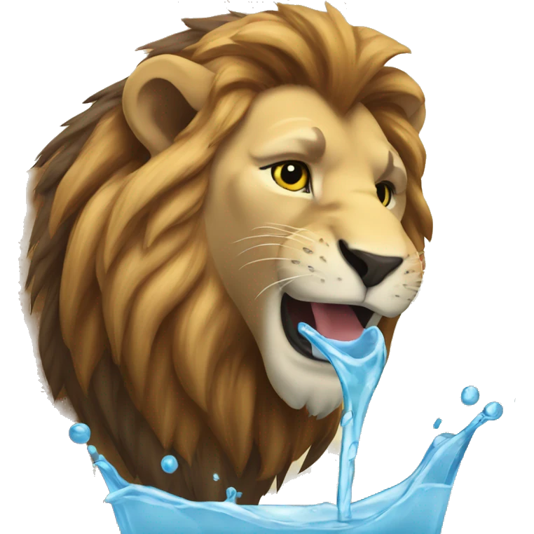 lion drinking water emoji