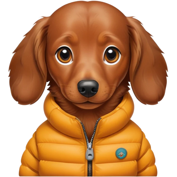 Dash hound wearing a puffer jacket emoji
