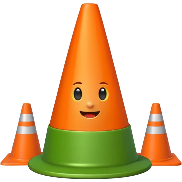 green tank squashing a traffic cone under its treads, emoji style emoji