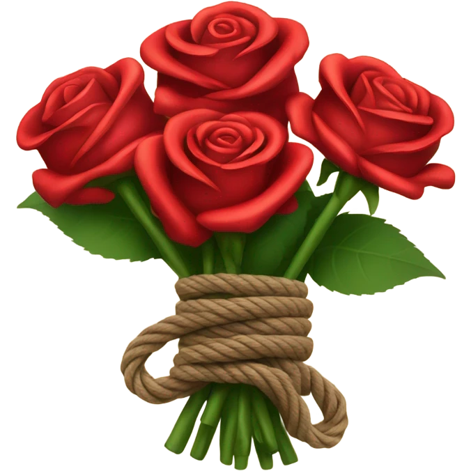 Bouquet red roses binded with rope. Make rope neater emoji