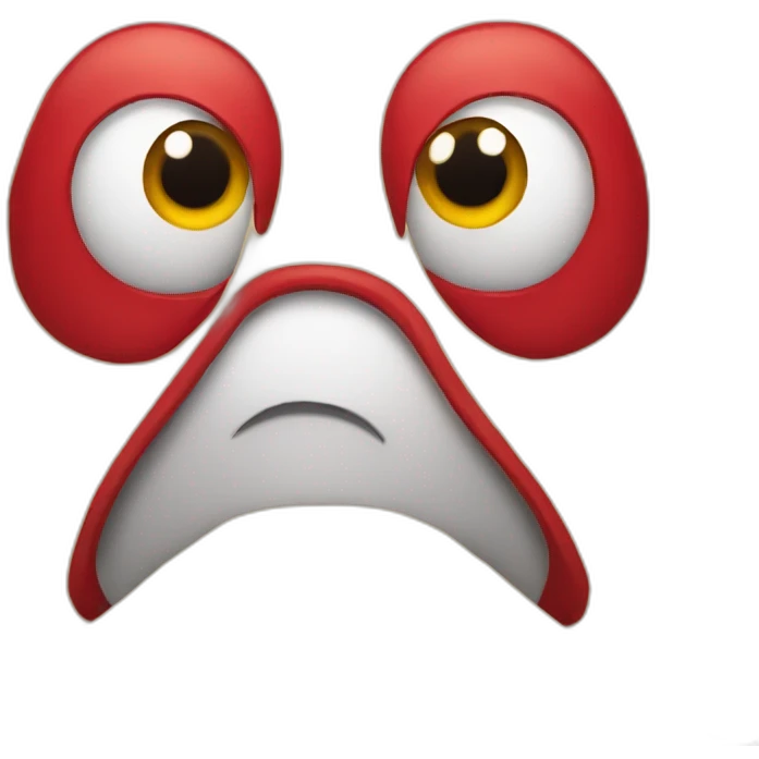 Letter A with eyes and mouth like an Red Handsome emoji