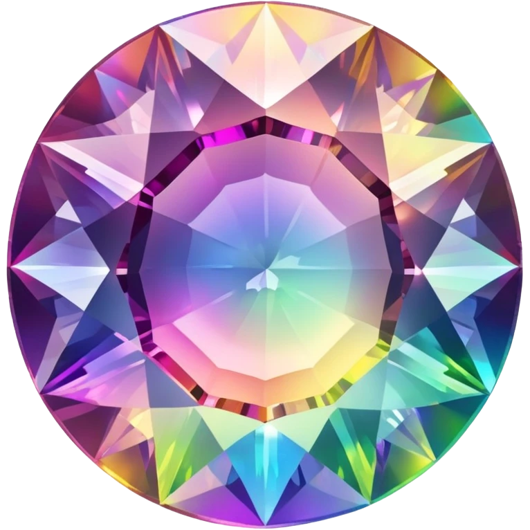 Faceted round mystic quartz with holographic rainbow effect and brilliant shine emoji