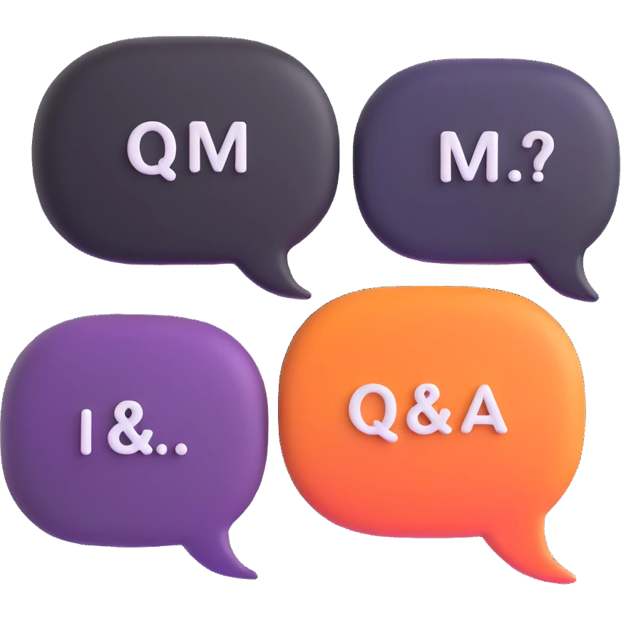 Q&A speech bubbles, question and answer emoji