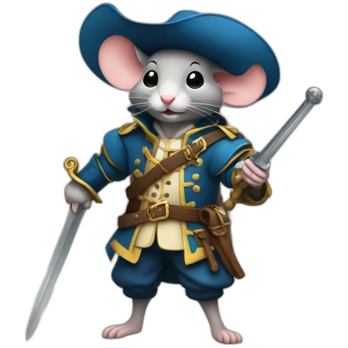 Mouse dressed like a musketeer yielding a sword emoji