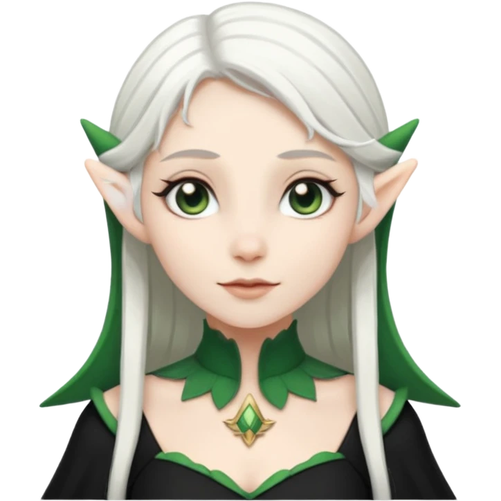 woman elves with white hair black dress  emoji