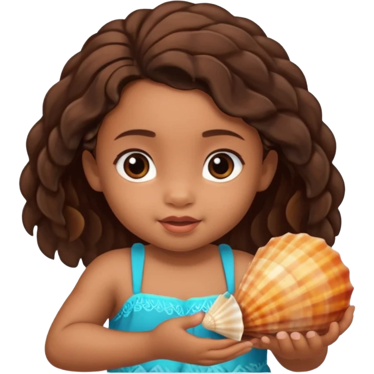 Baby Moana with a seashell emoji
