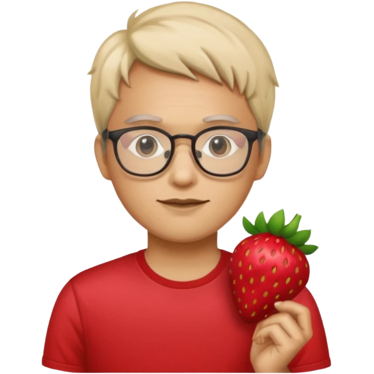 gözlüklü çilek tişörtlü insan emoji