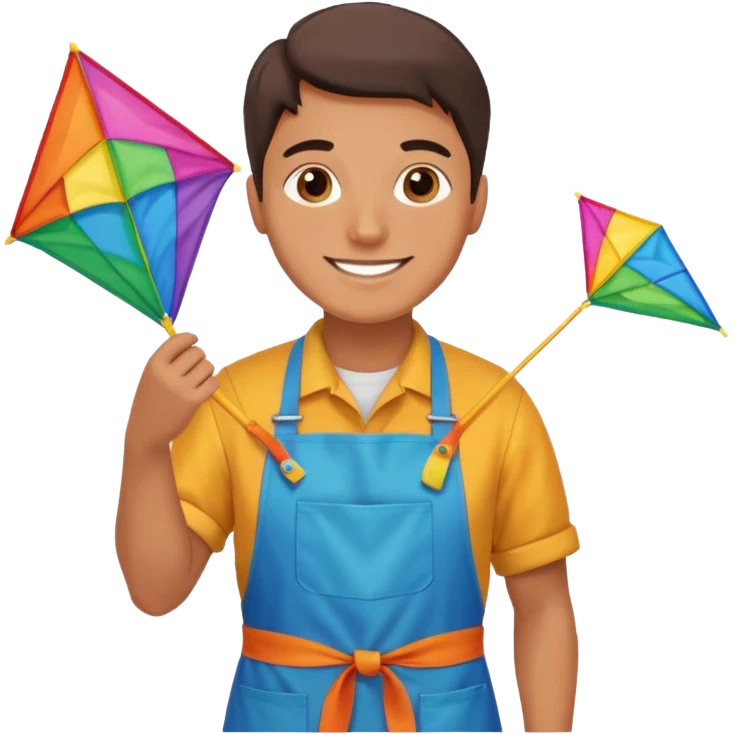 Kite Maker, making a kite pose. emoji