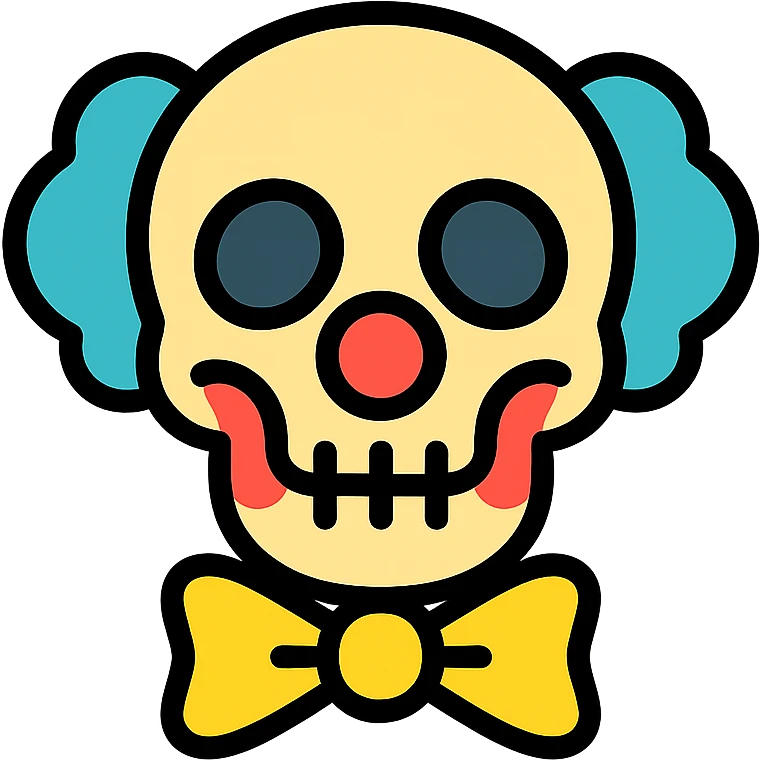 color outline icon of a skull with clown makeup emoji