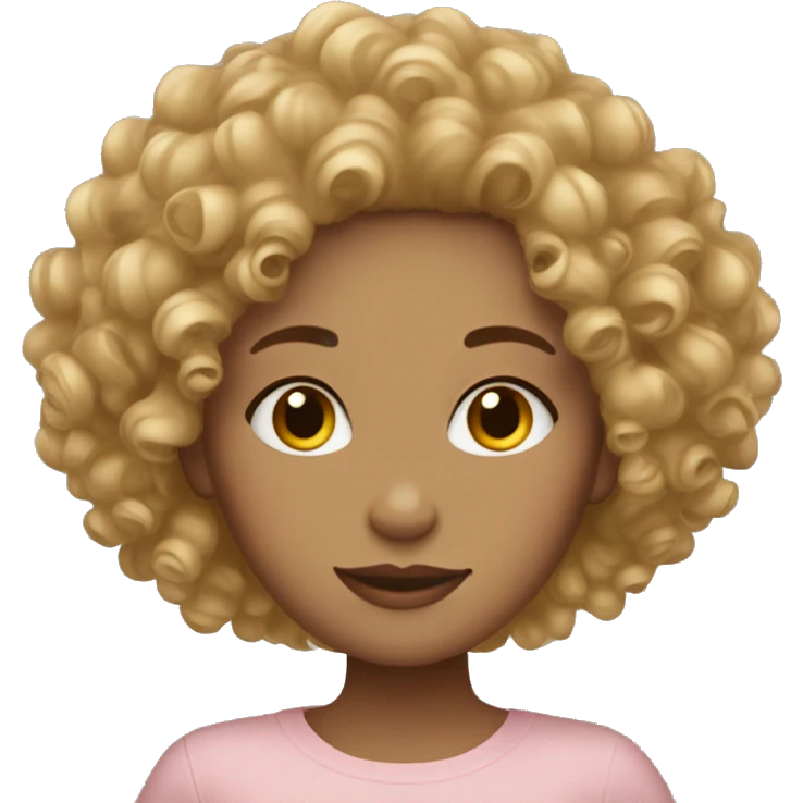 Curly hair girl in be blonde skin brown  emoji