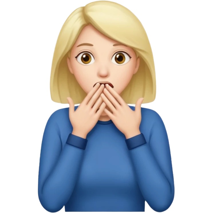 woman surprised with her hands over her mouth, full body emoji