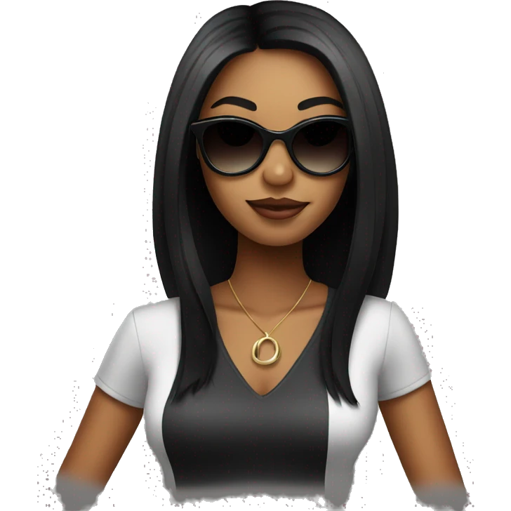 Cool black hair girl in stylish sunglasses  emoji