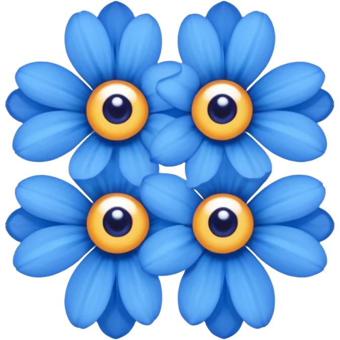 blue flowers with two eyes emoji