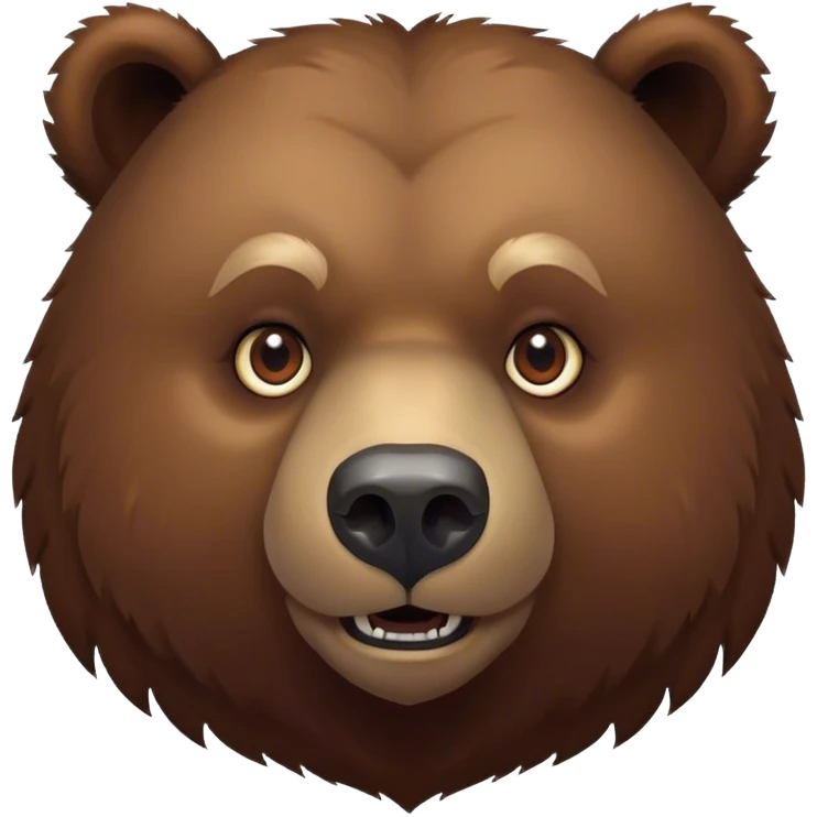 Cinematic Noble Grizzly Bear Portrait Emoji, Poised and regal, with a massive, powerful build and a thick, rugged deep brown fur, piercing deep-set soulful eyes, Simplified yet sharp and sophisticated features, highly detailed, glowing with a soft, dignified glow, high shine, intelligent and formidable, stylized with an air of untamed wilderness, focused and attentive, soft glowing outline, capturing the essence of a watchful and commanding guardian, so majestic it feels as though it could lumber out of the screen with effortless authority! emoji