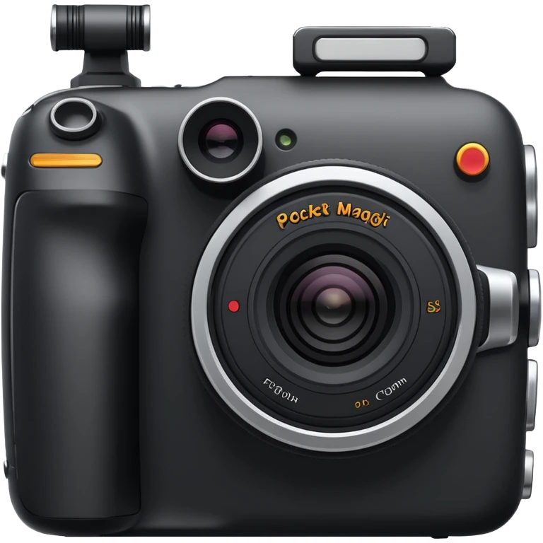 Blackmagic Pocket Cinema Camera, side view, minimal details, emoji style emoji