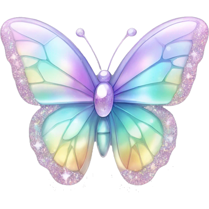 Pastel sparkly iridescent glass crystal butterfly emoji