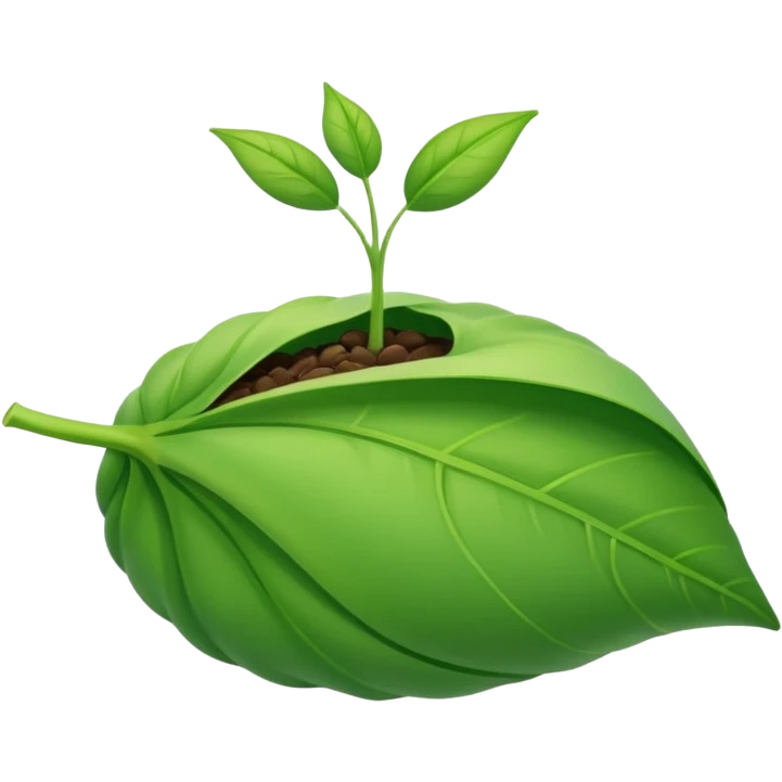 Germinating seed with a folded leaf emoji