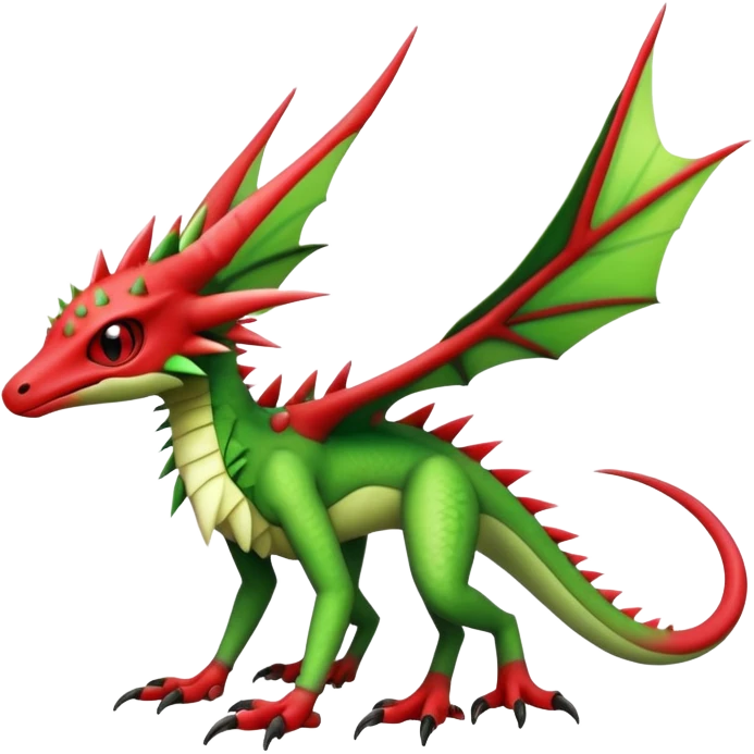 Cool Edgy Green Red ethereal badass punky Vernid-Trico-Flygon-animal-creature full body emoji