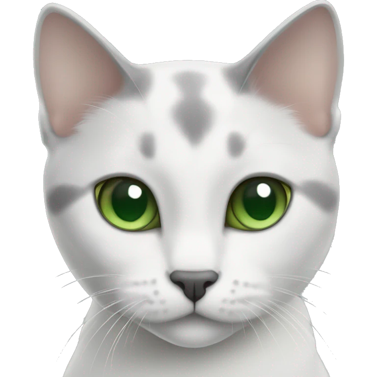 Scottish shorthair straight eared white and gray cat with green eyes emoji