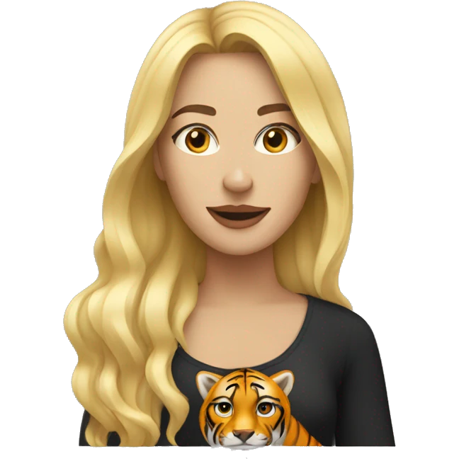 blonde woman with tiger emoji