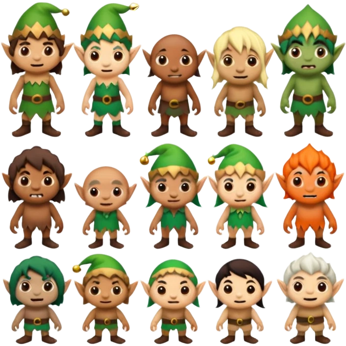 a group of Midget. Troll. Elf. Hideous. Disaster. Monster. emoji