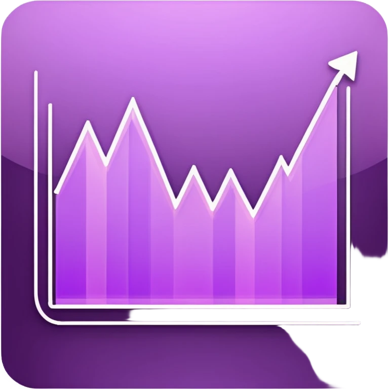 A glowing purple hologram of a line chart emoji