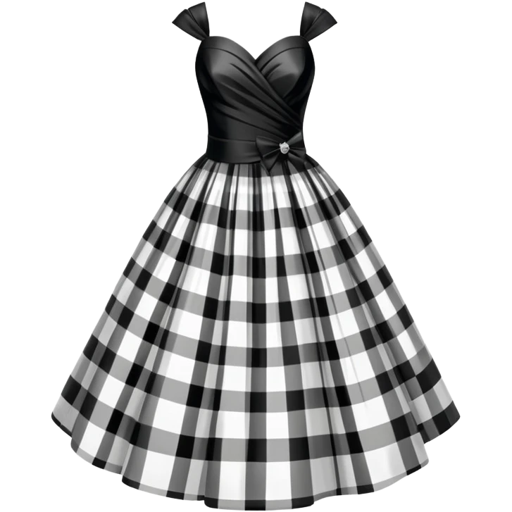 Black and white tartan gala dress in shiny taffetas emoji