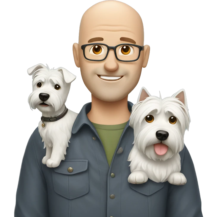 balding man with west highland terrier emoji