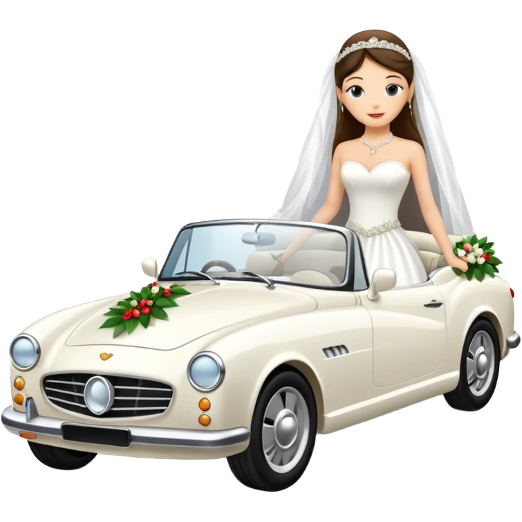 Luxury convertible car with wedding decorations, in profile emoji