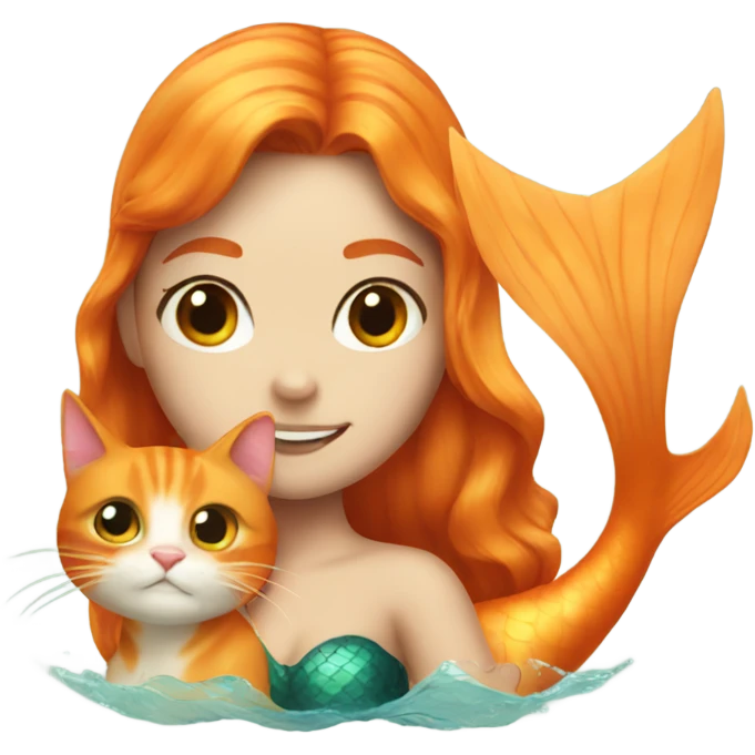 Mermaid and orange cat emoji