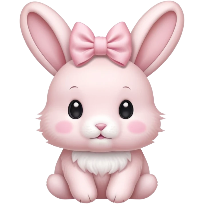 a cute bow on a cute very light pink bunny emoji