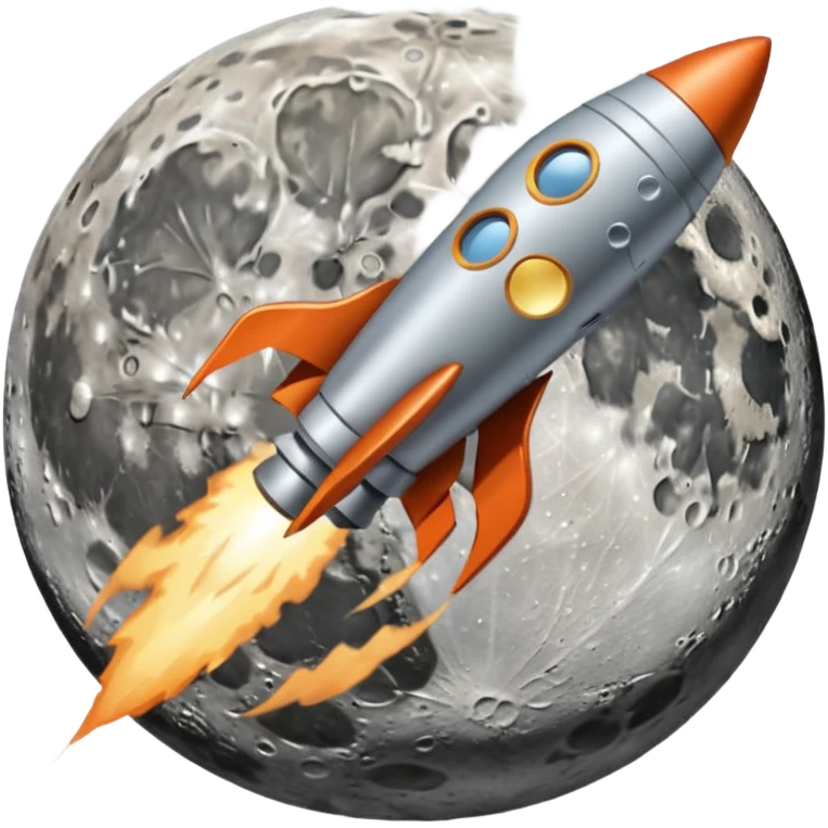 Rocket ship flying past the moon emoji