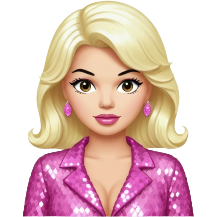 Jayne Mansfield with long platinum blonde hair, pink sequin outfit emoji