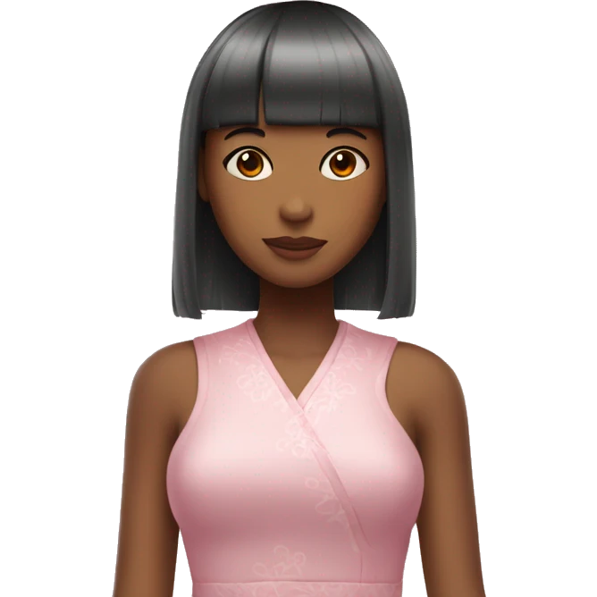 cherry blossom girl with red shoulder straight lenghts hair with bangs emoji