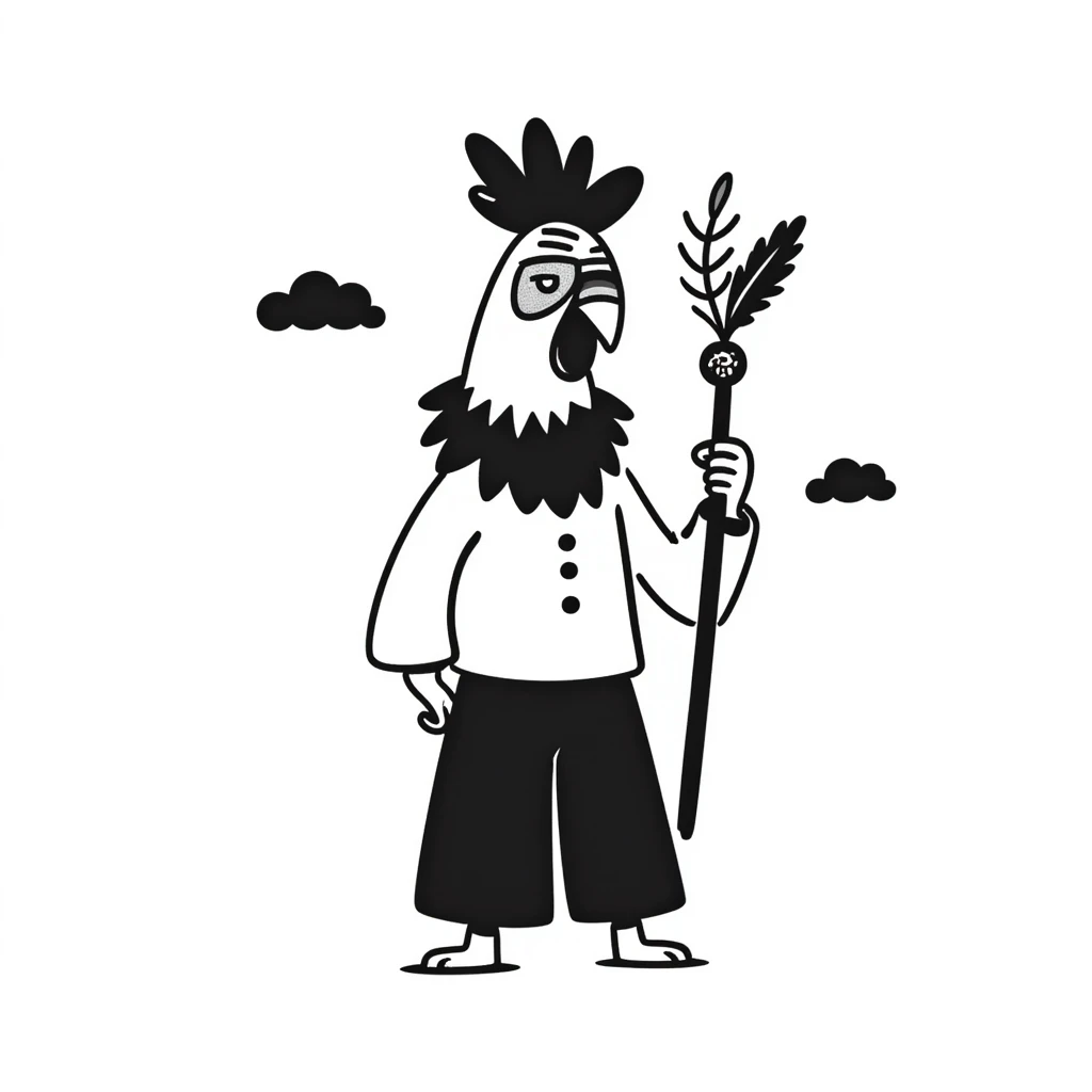 rooster shaman emoji