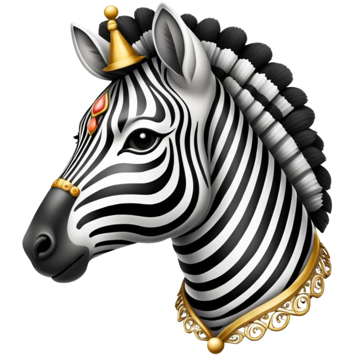 Vintage circus zebra wearing filigree emoji
