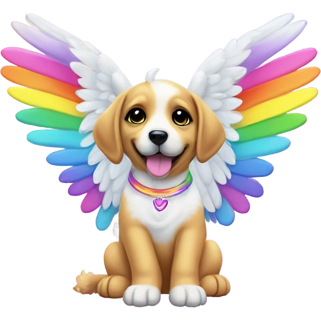 Lisa frank rainbow puppy with angel wings emoji