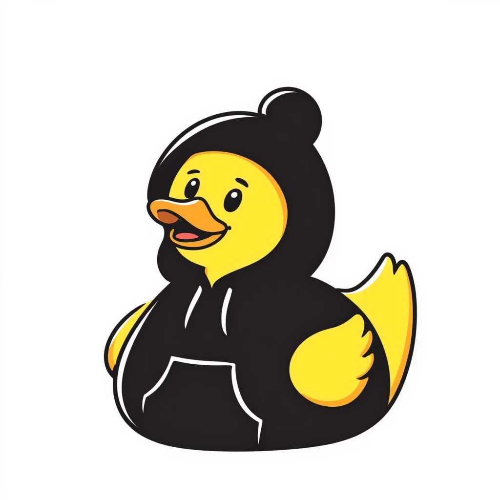 Hand-drawn rubber duck wearing a cozy hoodie emoji