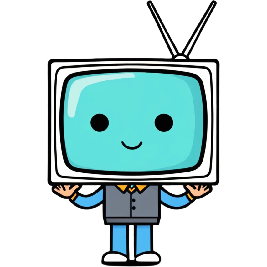 a TV-headed man, whimsical, cartoonish emoji