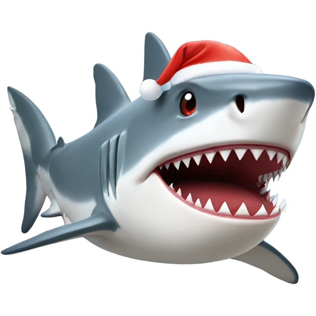 Shark with Christmas hat emoji